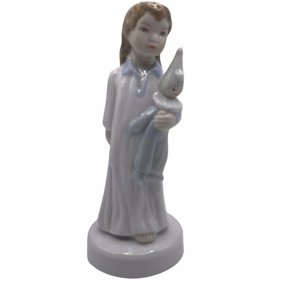 ROYAL DUX CZECH HAND PAINTED PORCELAIN GIRL WITH CLOWN FIGURINE 6" - Picture 2 of 9